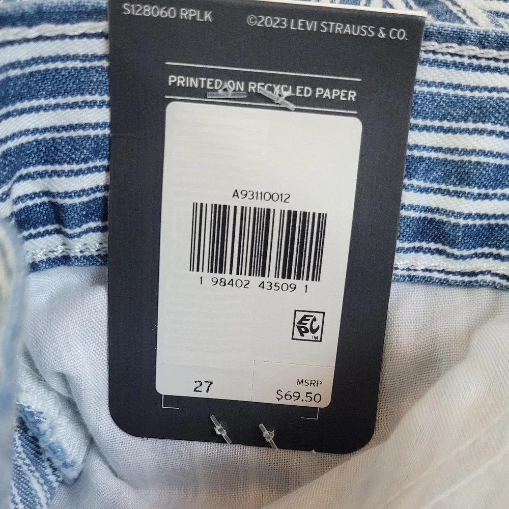LEVI'S 27 Stripe High Rise Baggy Shorts Women